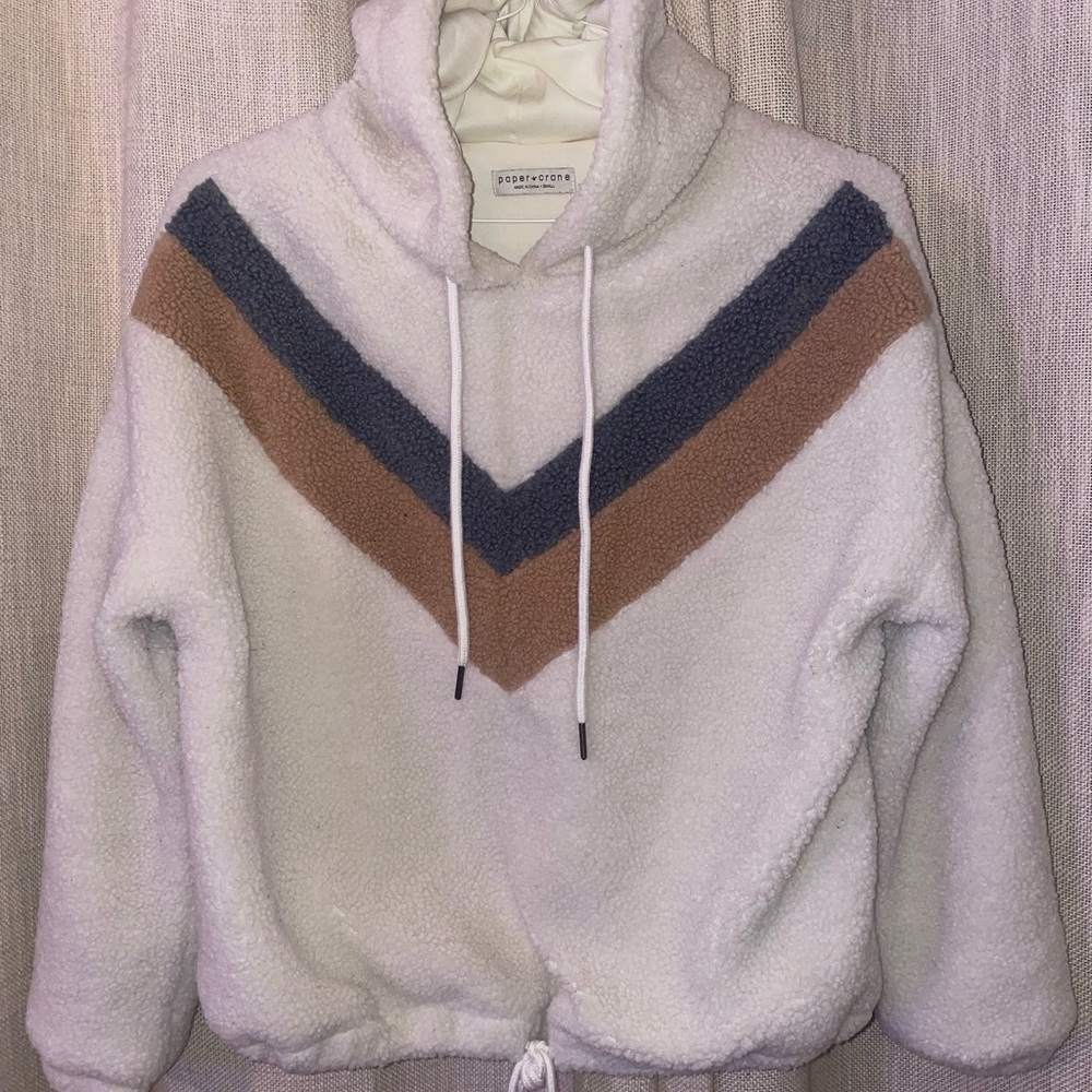 Women's fur Hoodie Sweater - White